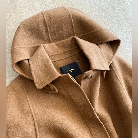 MAJE Galicol Double sided Wool Coat!! Camel/ Tobacco color!! Size 38!! NWT! NEW